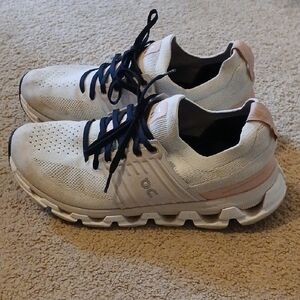 On Running Women's White and Pink Athletic Shoes